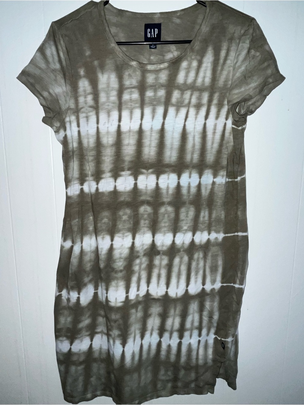 GAP Olive Green and White Tie-Dye Mini Dress